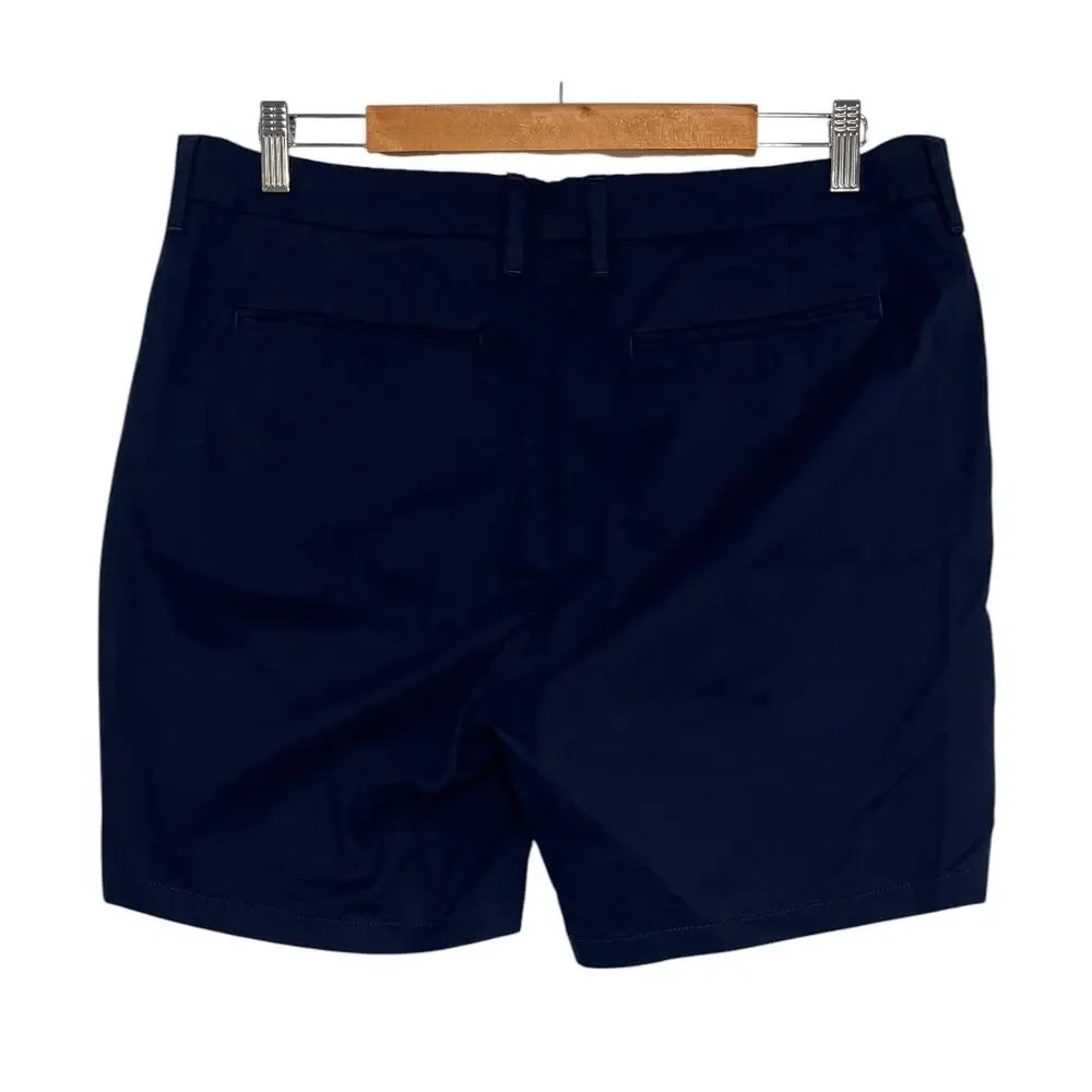 Quince Classic Stretch Chino Shorts Mens 36 Blue Flat Front 7 Inch Casual Cotton